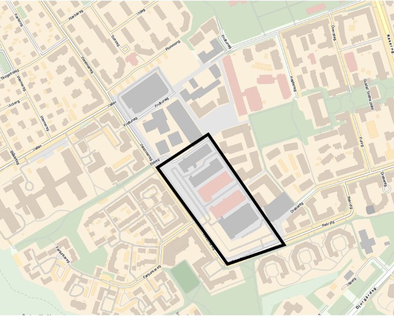 Kartbild med markering som visar planområdet
