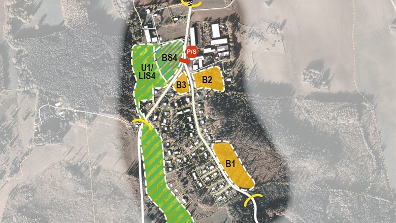 Kartan över utvecklingsområden i Gälstad-Lundby.