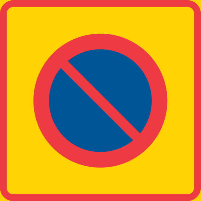 Vägmärke område, förbud mot att parkera fordon