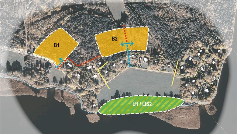 Karta som visar olika utvecklingsområden i Snavudden.