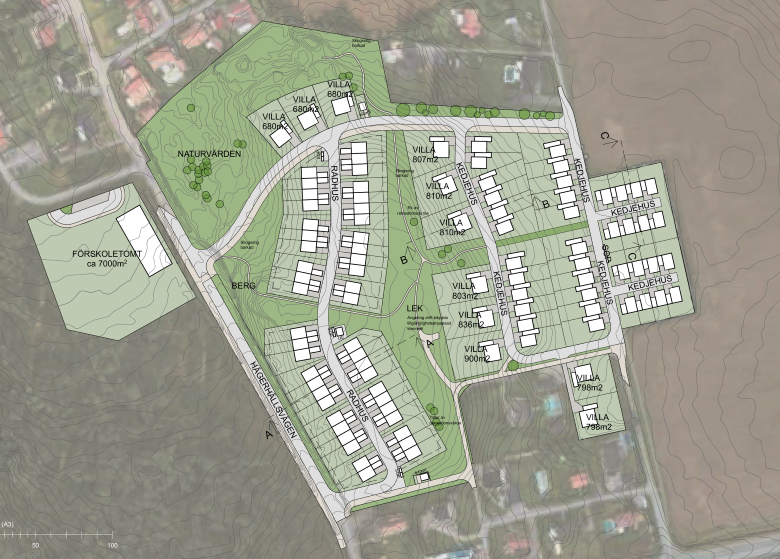 Situationsplan för ny bebyggelse