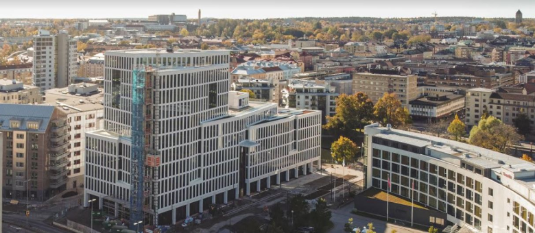 Vy över Linköpings stadskärna som nu växer över Stångån