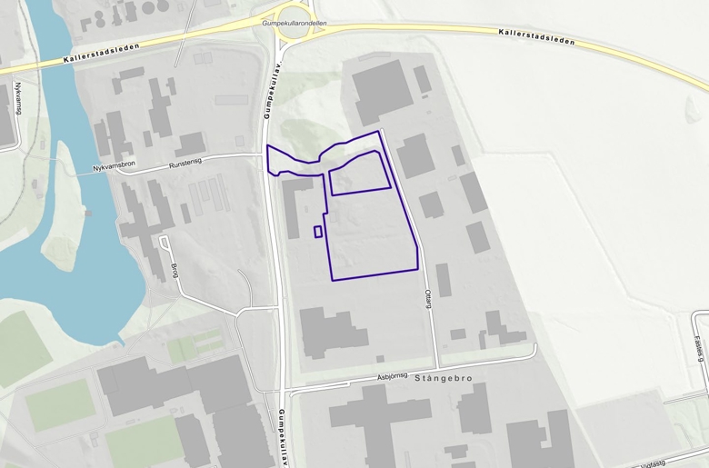 Kartbild med planområdet markerat