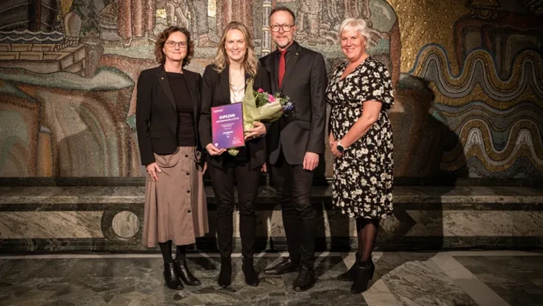 Från vänster Louise Felldin, Annika Krutzén (M), Erik Åqvist och Kristina Edlund (S) från Linköpings kommun.
