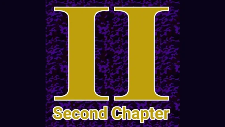 Texten Second Chapter i gult mot lila bakgrund