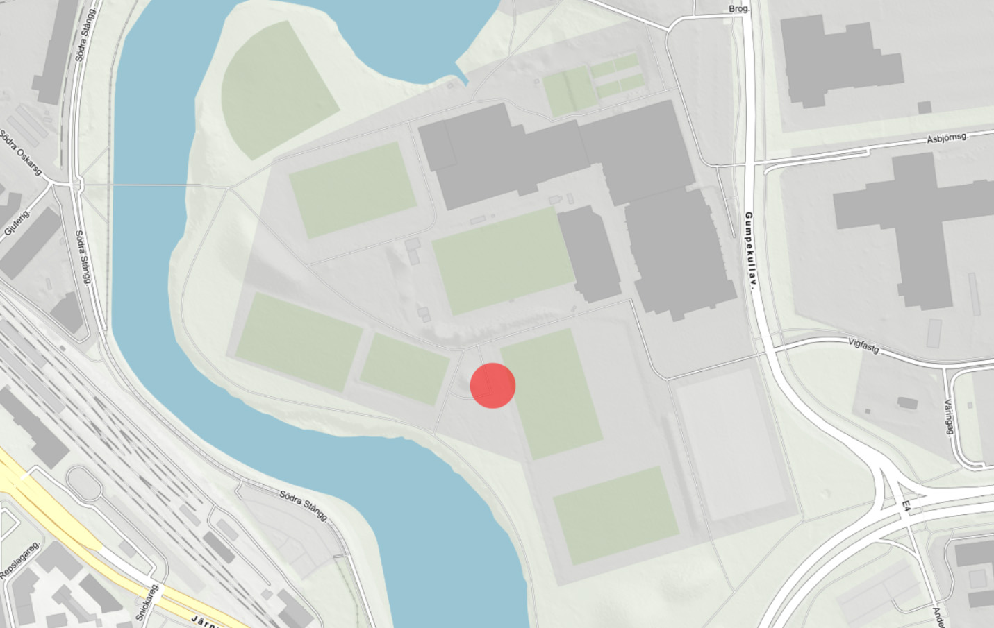 Karta med markering av utegym