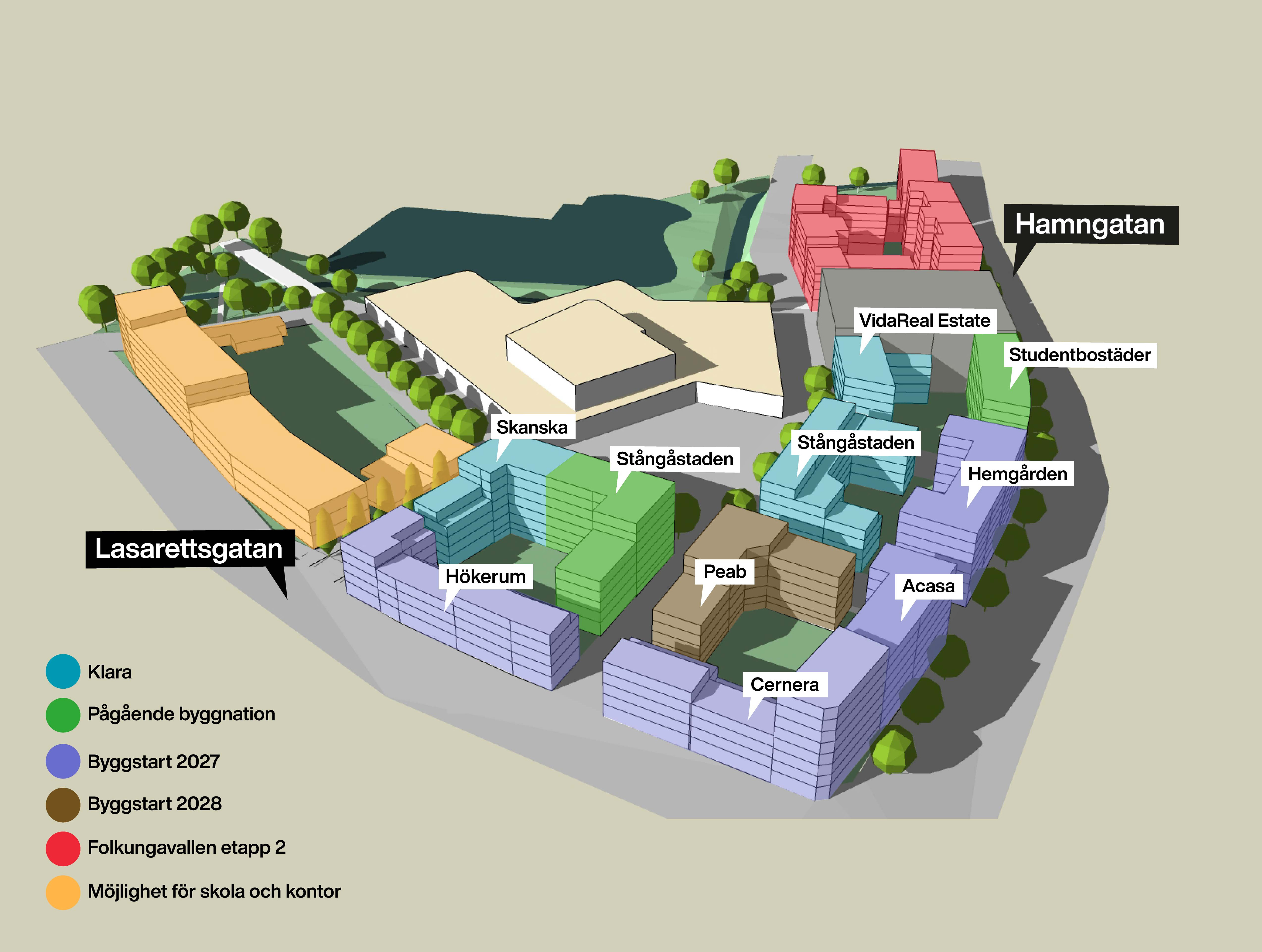 3D karta över Folkungavallen med Tilldelningsområden och byggaktörer utpekade.