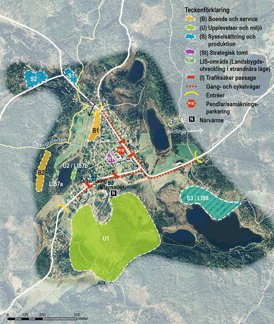 Karta som visar olika utvecklingsområden i Ulrika