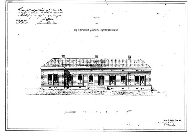 Byggnadsritning på Hypoteksföreningens hus 1870