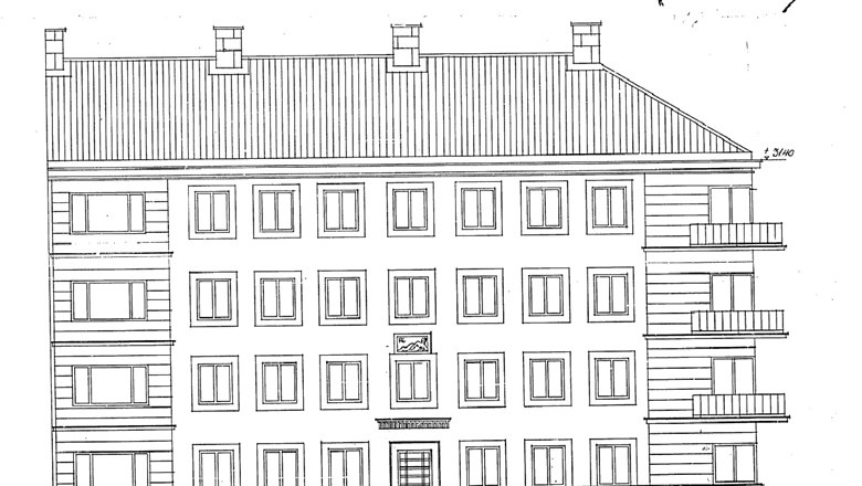 Ritning på Plantesgatan 21 Bild: Byggnadsnämndens arkiv, Linköpings kommun