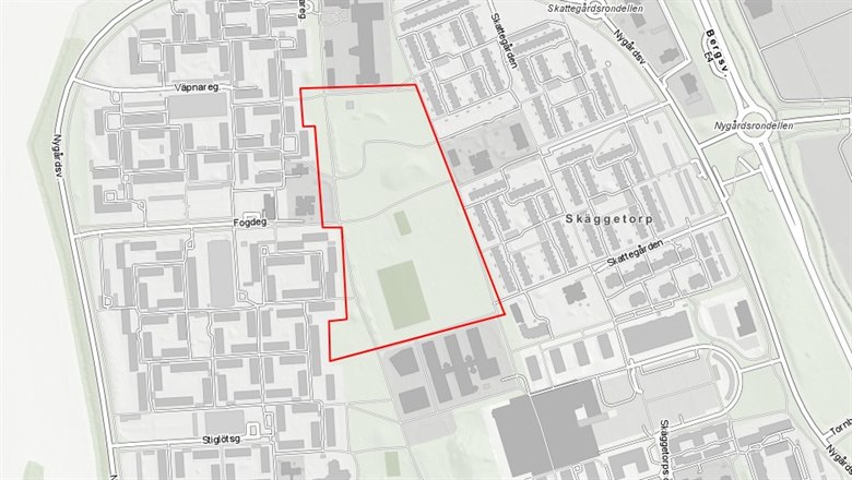 Kartbild över stadsdelsparken i Skäggetorp
