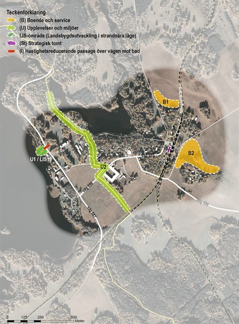 Karta över utvecklingsområden i Bjärka Säby