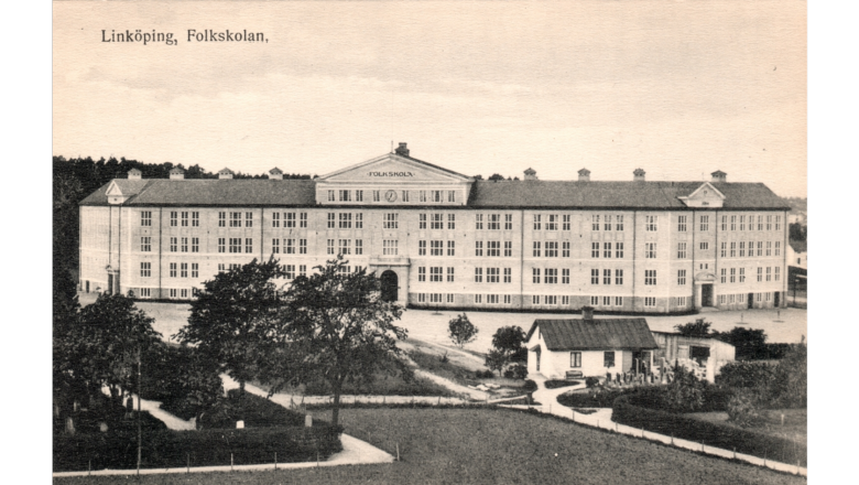 Äldre foto av Folkungaskolan från digitalmuseum.se