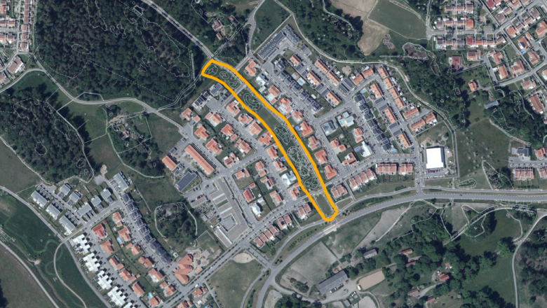 Karta över park mellan Flöjtgatan och Fagottgatan